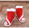 Embroidered Girls' Hanfu Winter Boots: Velvet-Lined Chinese Style New Year Shoes
