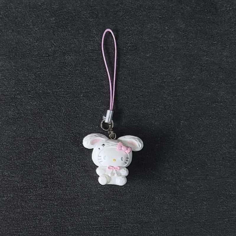 Vintage Pink Heart Lock Hello Kitty Pendant Accessories Cute And Charming Japanese Charm Shell Angel Wings Devil Hello Kitty Keychain Gifts
