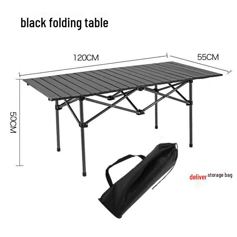 Portable Metal Roll-Up Folding Table for Camping, Picnic, and BBQ