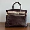 Foggy Crocodile Pattern Platinum Inner Seam Steel Hardware High-quality Dukpu Motorcycle Hand-held Fashionable Women's Bag Light Luxury