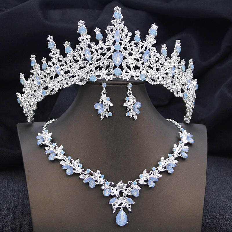 Elegant Bridal Jewelry Sets Princess 3 Pcs Tiaras and Necklace Earrings for Party Prom Birthday Wedding Hair Accessories