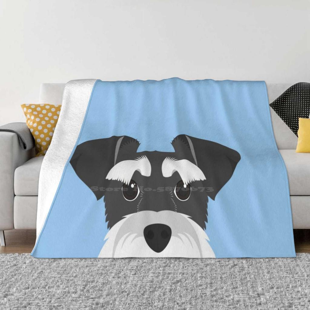 Schnauzer Dog Portrait Fashion Soft Warm Flannel Blanket Schnauzer Dog Portrait Cute Funny Breed Grey Pet Puppy Friend Animal