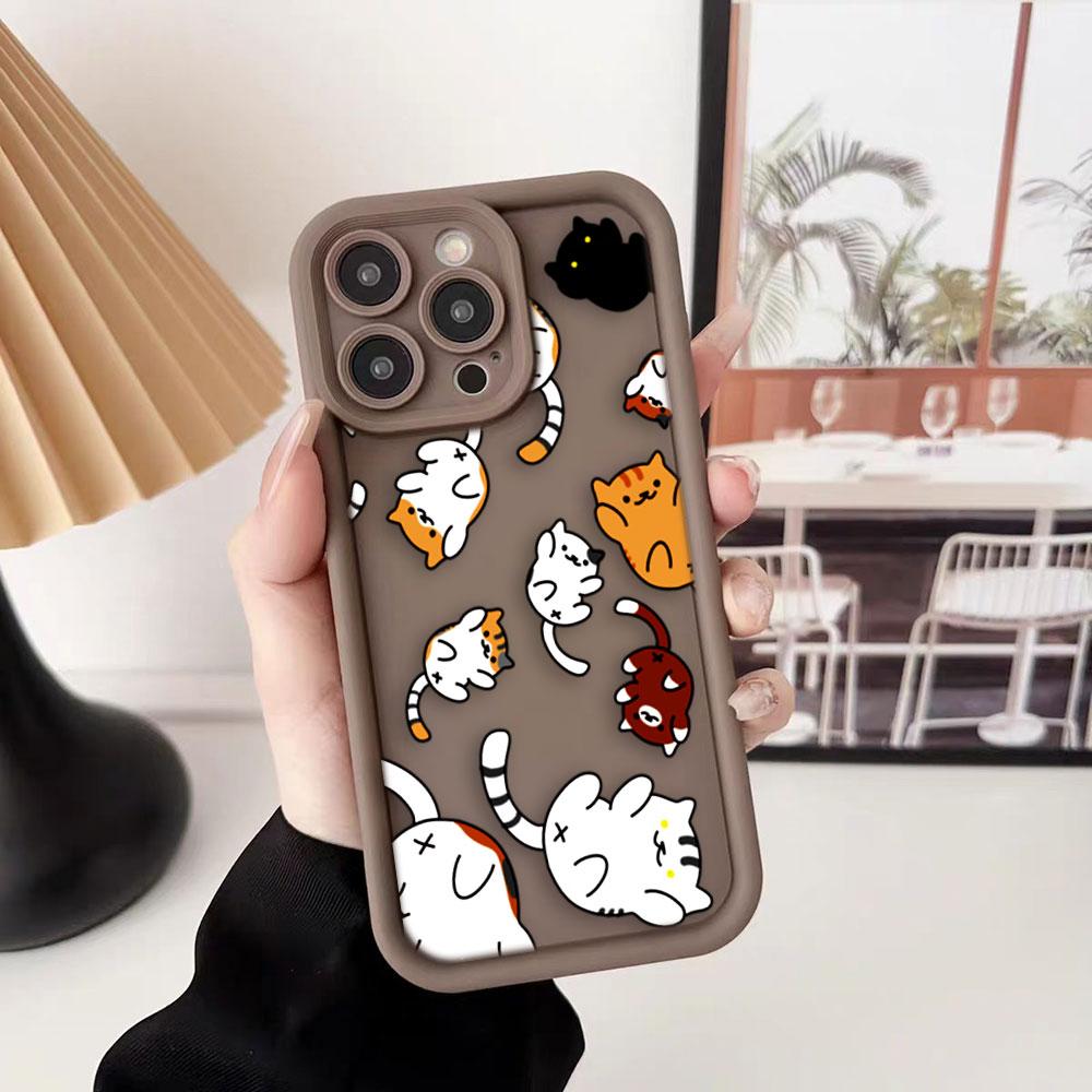 Cute Cat Charming Phone Case For iPhone Apple 17 AIR 16 16E 11 12 13 14 15 XR Plus Pro Max DIY Case TPU Shockproof Cover Capa