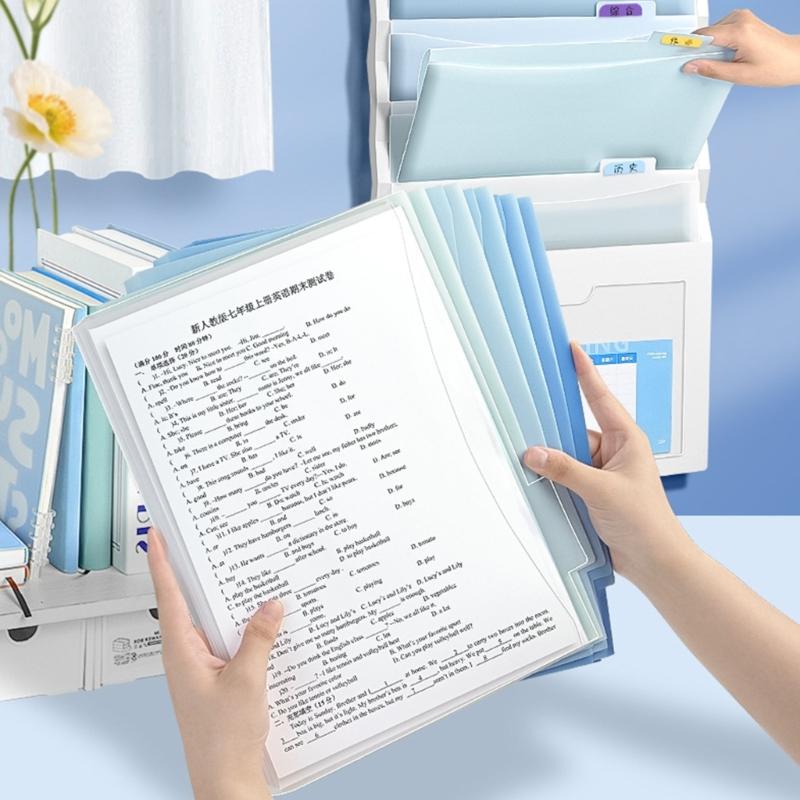 Folding Wall Mount Document Organiser 6 Pocket File Storage Bag Expandable File Organiser for Office School Classroom