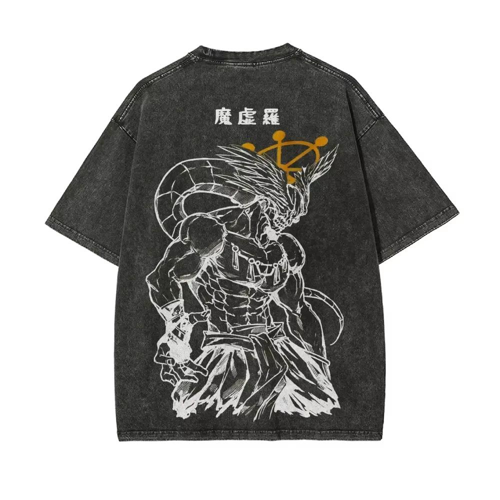 Mahoraga Jujutsu Kaisen Printed Tshirt Mens and Womens Washed Tshirt High Quality Vintage Cotton Tshirt Harajuku Tops