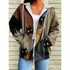 Felpa con cerniera, patchwork, alla moda, larga, casual da donna, stampa floreale, moda primavera ed estate