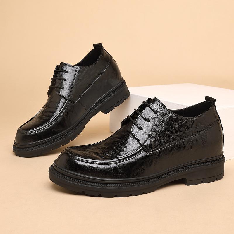 2025 spring new heightening leather shoes men's 8cm genuine leather men's business dress shoes inner heightening Korean version casual shoes