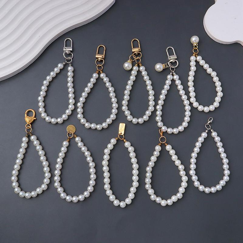 Simulation Pearl Keychains For Aorpods Bag Car Pendant Beaded Key Simple Decoration For Women Mobile Phone DIY Jewelry Decor