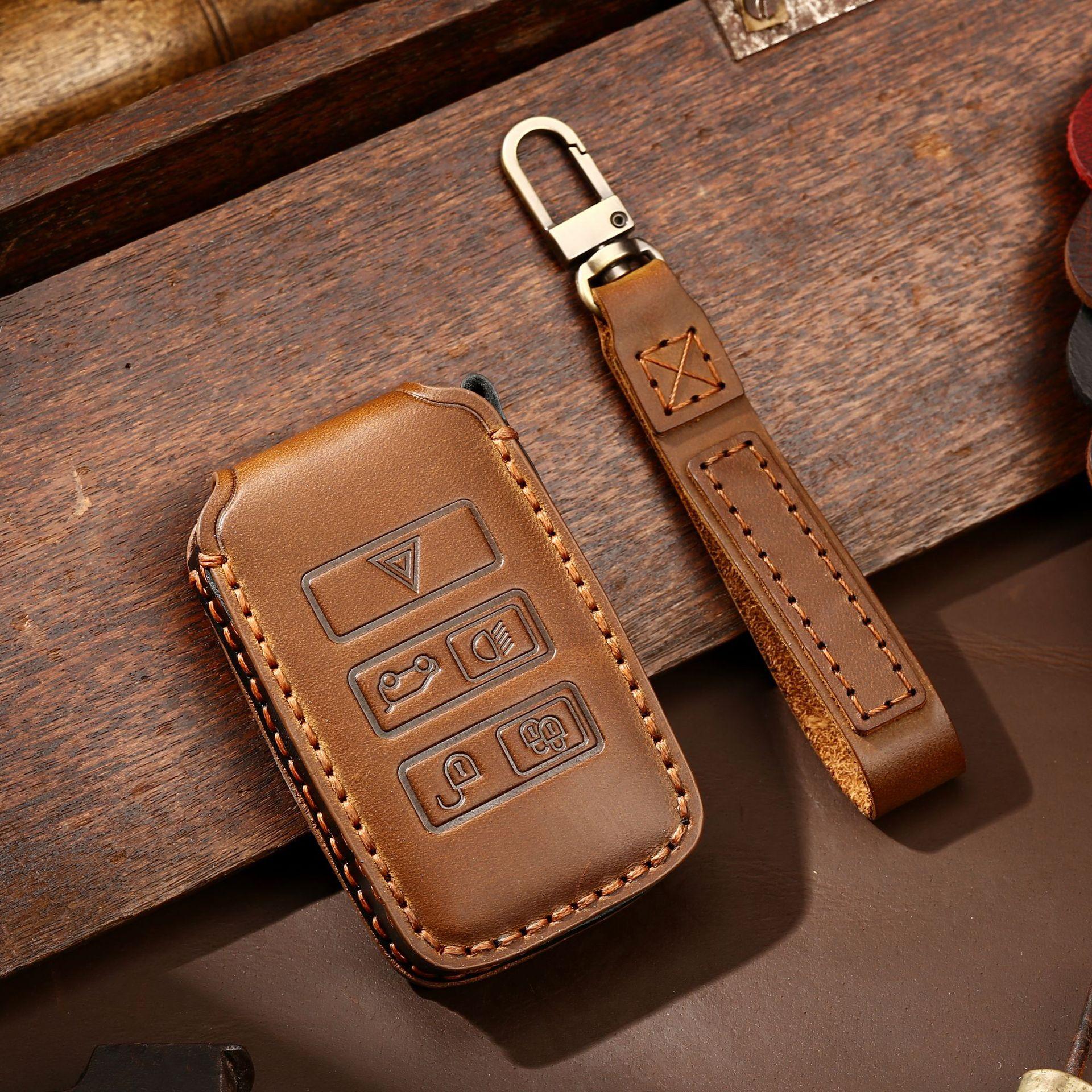 

Leather Car Key Case Cover For Land Rover Range Rover Sport Evoque Velar Discovery For Jaguar F-Pace F-Type Xe Xf Xj Accessories