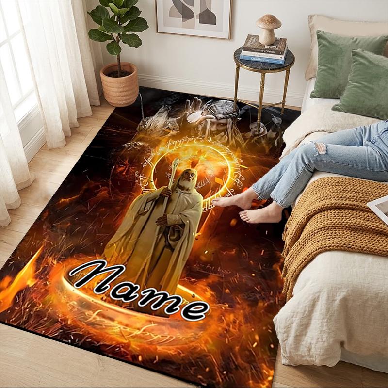 Custom Name Knightly Shield Living Room Non-Slip Area Rug Soft Carpet for Bedroom Kids Playroom Sofa Office Home Decor Doormat