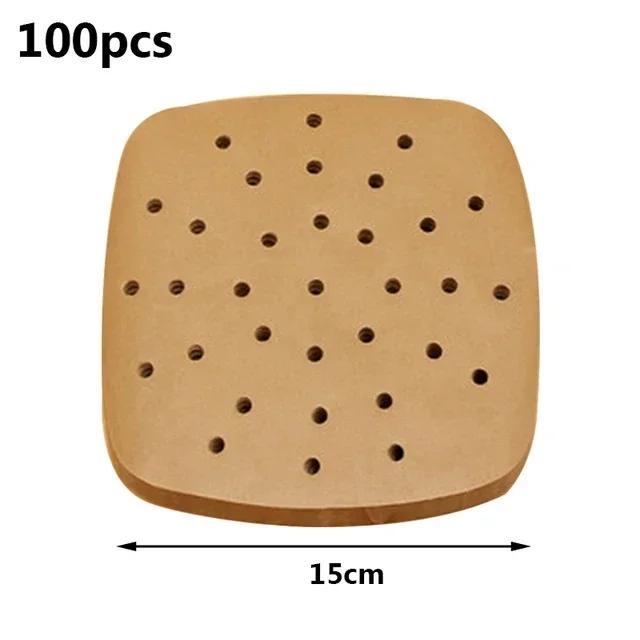 100 stk Airfryer-innlegg Non-stick Airfryer-matte Engangsoljepapir Pergamentpapir Engangsinnsats Hjemmekjøkkenforbruksvarer
