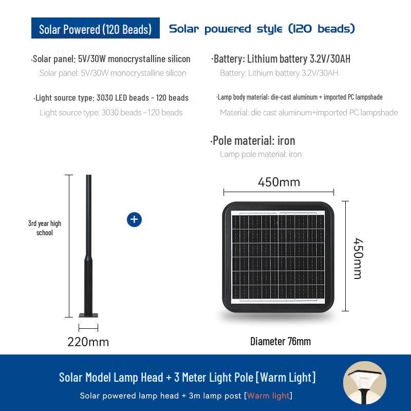 High Brightness Solar Courtyard Lights: Outdoor Garden & Villa Aluminum Landscape Lighting