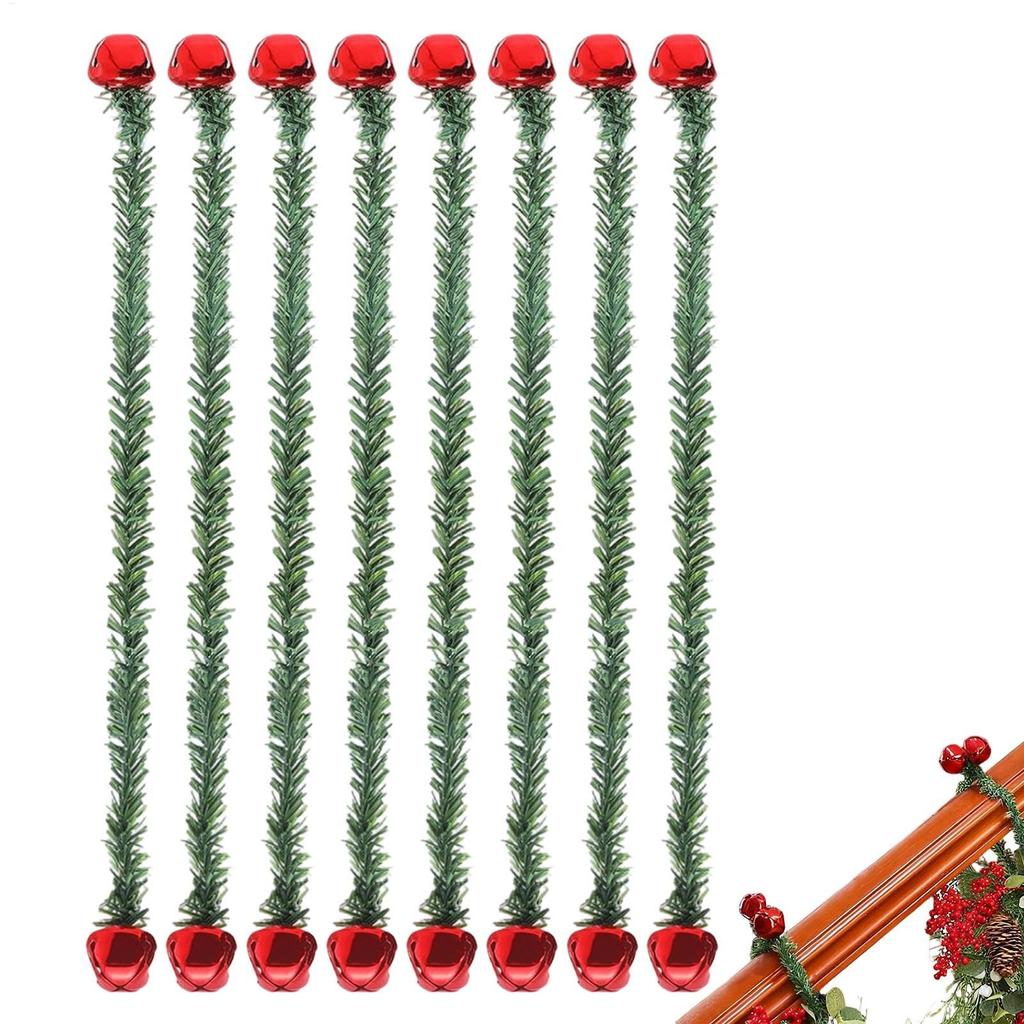 Garland Ties 8 Piece Wreath Hooks Realistic with Bells Garland Ties for Stairs for Christmas Tree Lights Bows Stairs Railing