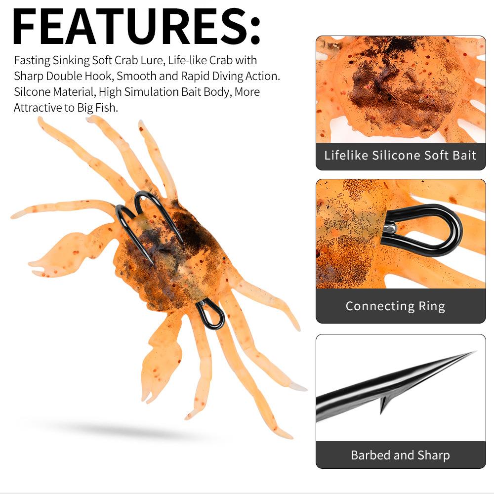 Submerged Crab Soft Bait Long-range Biomimetic Bait 13cm 32.5g Hook Anti Hanging Bottom Simulation Lure Fake Bait Fishing Gear