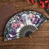 Plastic Ribs Spanish Folding Fan Lace Trim Edge Handheld Fan Elegant Dance Prop Fan  Gift