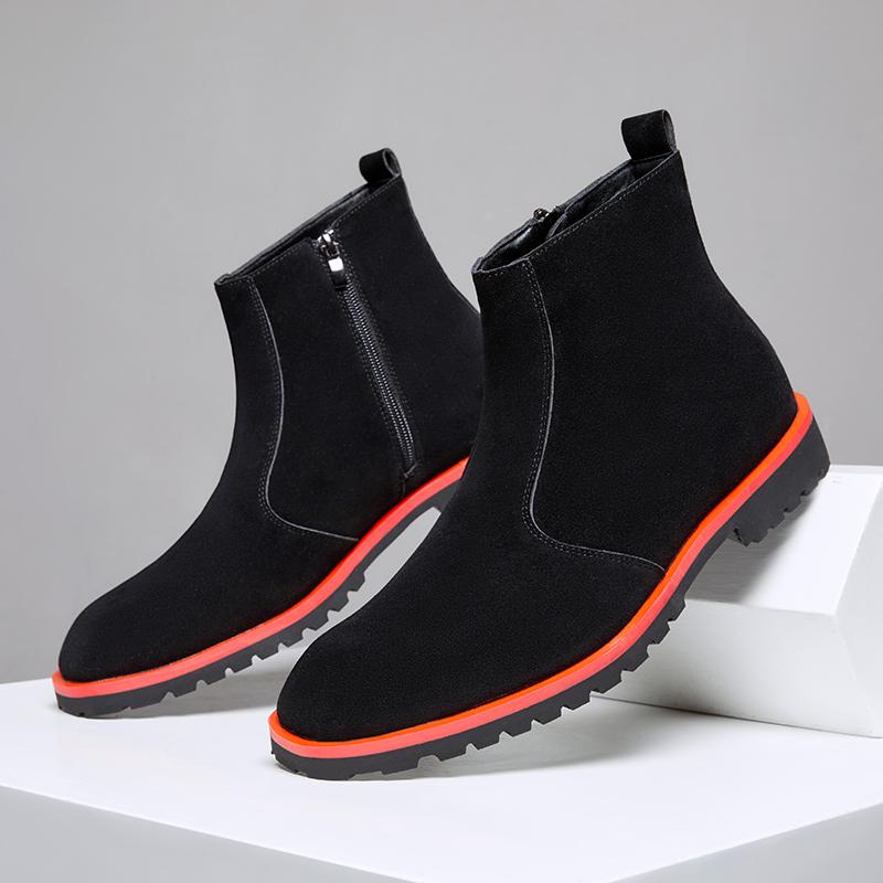 

40-47 Original Designer Men s Chelsea Boots Brand Gentleman Soft Suede Leather Boots ZIP Men High Top Boots Men Casual Shoes 40 чёрный