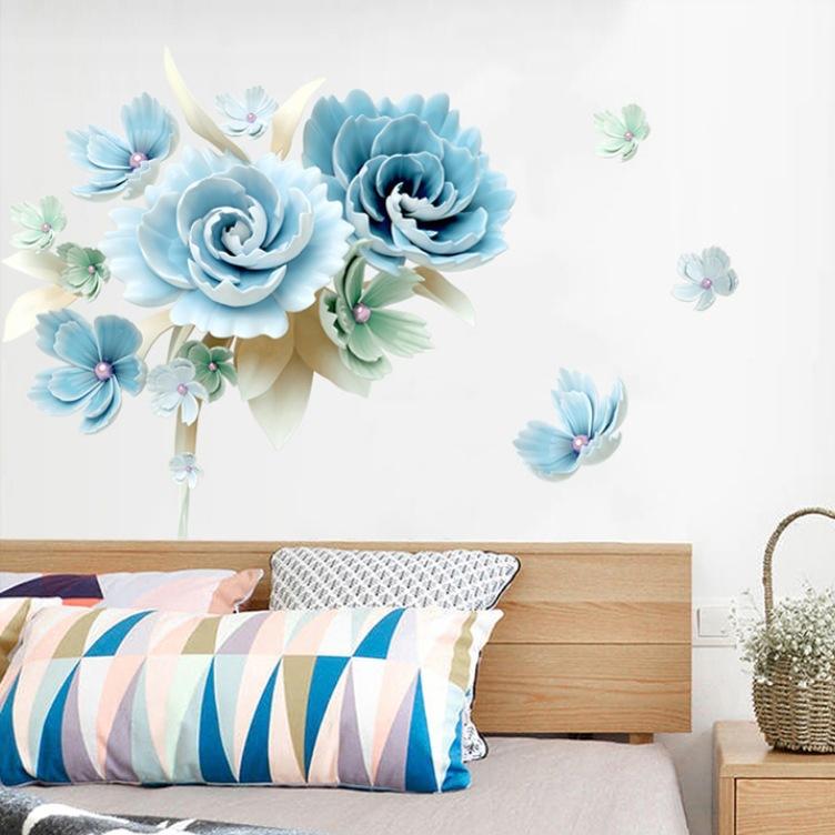 Floral Wall Sticker PVC Self Adhesive Removable Decal for Kitchen Bathroom Bedroom Home Decor