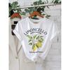 Lemon Letter Print T-shirt Short Sleeve Crew Neck Casual Top For Summer Women Kawaii Streetwear Graphic Tees Vintage Fruit Shirt