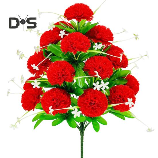Artificial Carnation Realistic 18 Head Fake Silk Flower UV Resistant Wedding Party Indoor Outdoor Garden Yard Faux Flower Plants Decoration