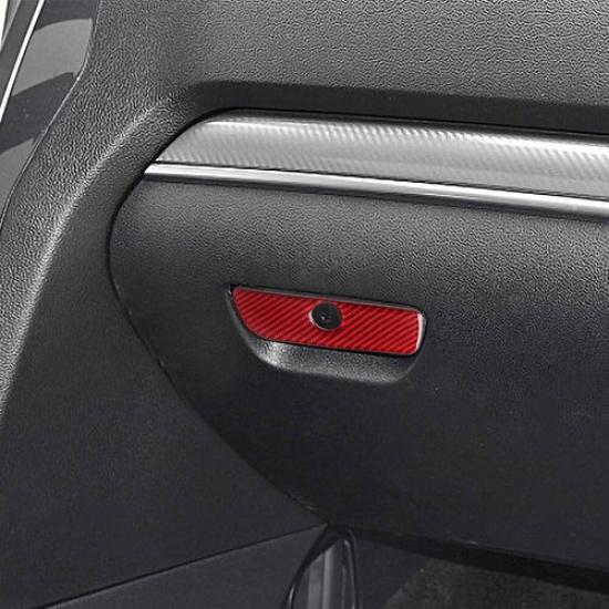 Red Carbon Fiber Interior Glove Box Handle Cover Trim For Ford Explorer 2013-19