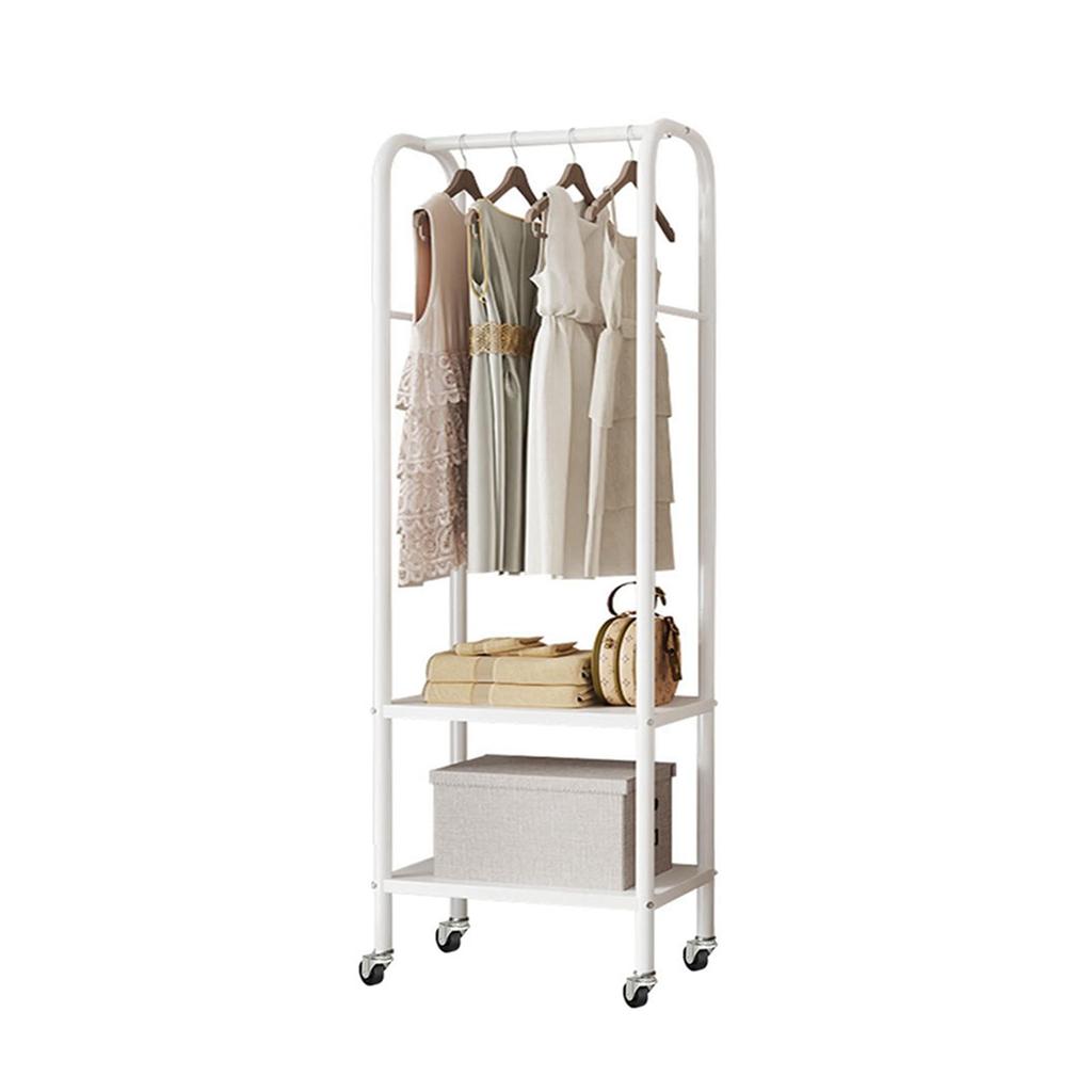 Huaniun Clothes with 2 Clothes Visible Coat Clothes Space Width 49 x Depth 33 x Height 176 White Rack, Slim, Sturdy, Casters, Shelves, Rack, Storage,