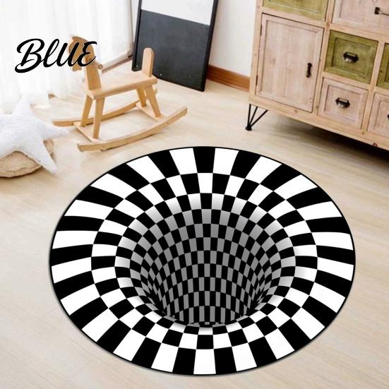 Geometric Anti-Skid Area Vision Bedroom Resistant Washable Carpet Wear Rug Round 3D Stereo Floor Mat