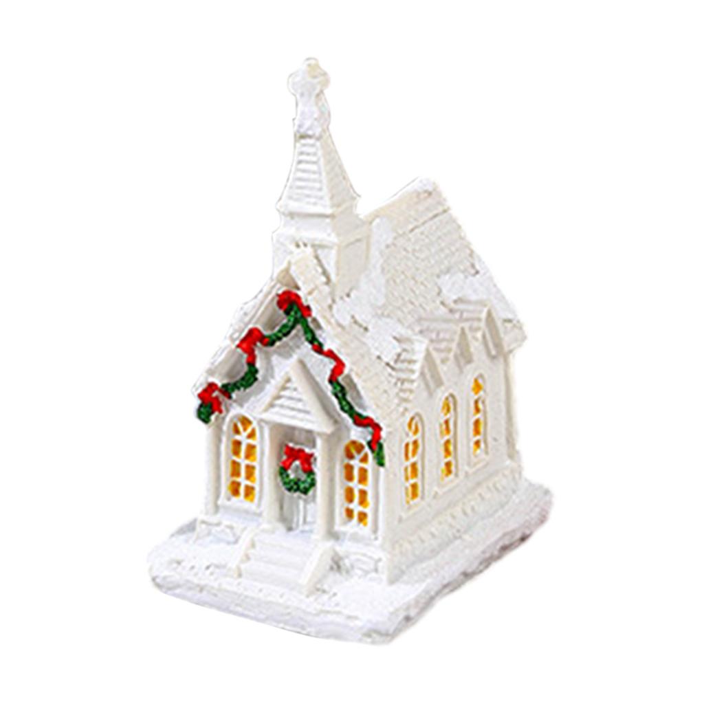Christmas LED Light House Luminous Wooden Cabin Ornament Snow Scene Village Christmas Decoration For Home  New Year