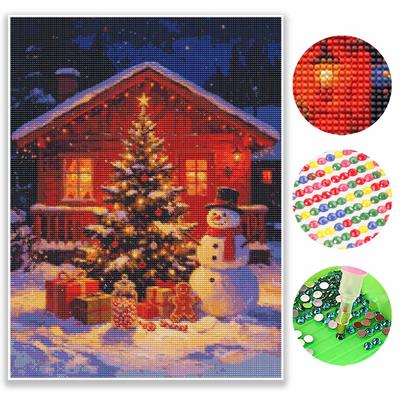 Christmas Diamond Painting Kit Snowy Cabin Tree Snowman Gifts Handmade Home Entertainment Decorative Painting