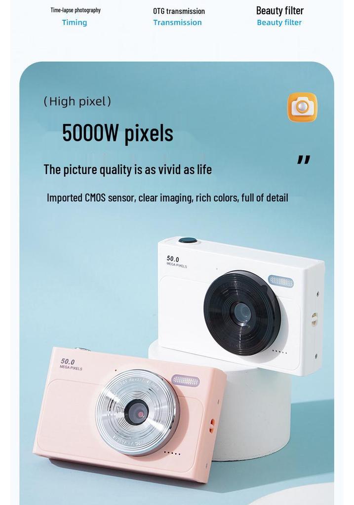 Retro Digital Camera 50MP HD Selfie Student Portable Card Camera