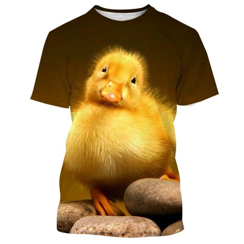 Trička Funny Animal Pet Duck 3D tisk Muži Žena Roztomilé tričko s krátkým rukávem Streetwear Oversized Harajuku Dětské Top Trička Oblečení