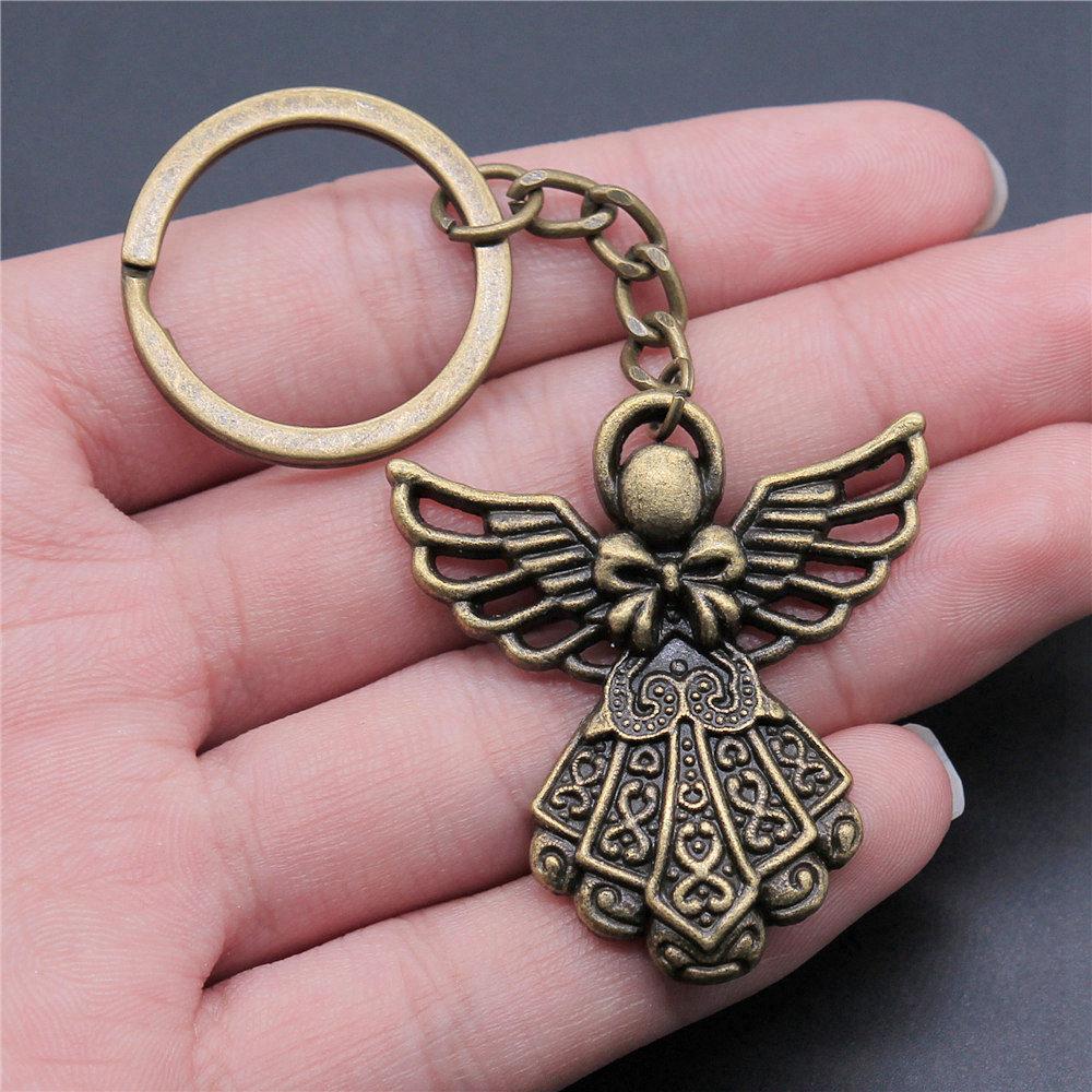 Angel Wings Feathers Heavenly Keychain for Girls Hot Sale Streetwear Bridesmaid Gift Retro Phone Charm