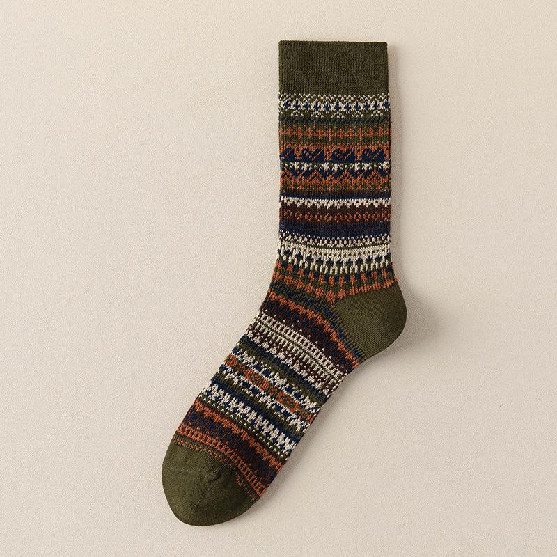 Men's Argyle Mid-Tube Socks - Autumn/Winter, Color-Blocking Retro Ethnic Style