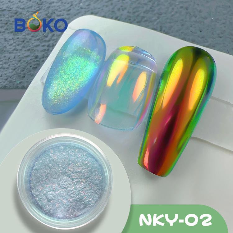 Boke Delicate Color-Changing Dragon Aurora Powder: 9 Colors, Fine Ice Skin Powder, Transparent Style, 0.3g.