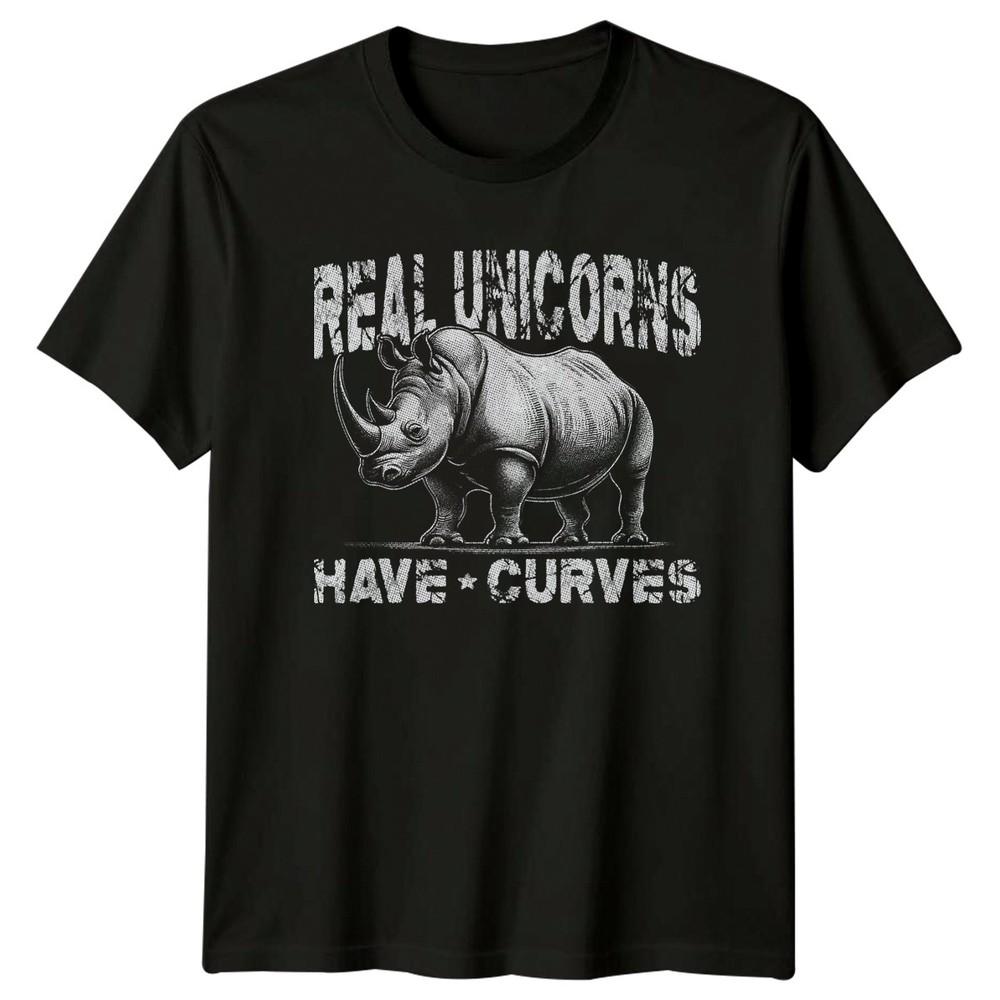 Real Unicorns Have Curves Unisexs TShirt Rhinoceros Rhino Birthday Gift For Her