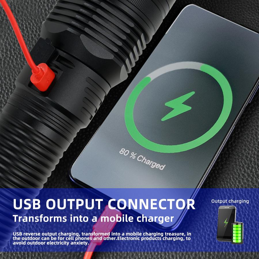 Lanterna Ultra Luminoasă 9000LM Folosește Baterie 4*181350 Putere Mare 3500M Rază Lungă Zoom Lanterna Reîncărcabilă Lanterna Tactică