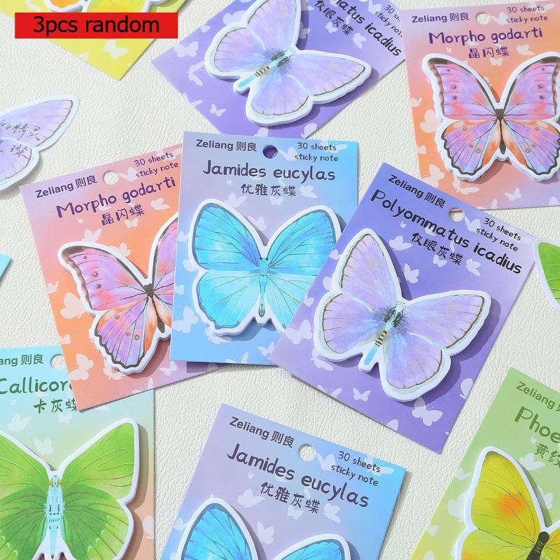 Gift Colorful Butterfly Fluttering Butterfly Sticky Note Creative Cartoon Cute Paper Sticky Memo Pad Kawai Stationery Supplies