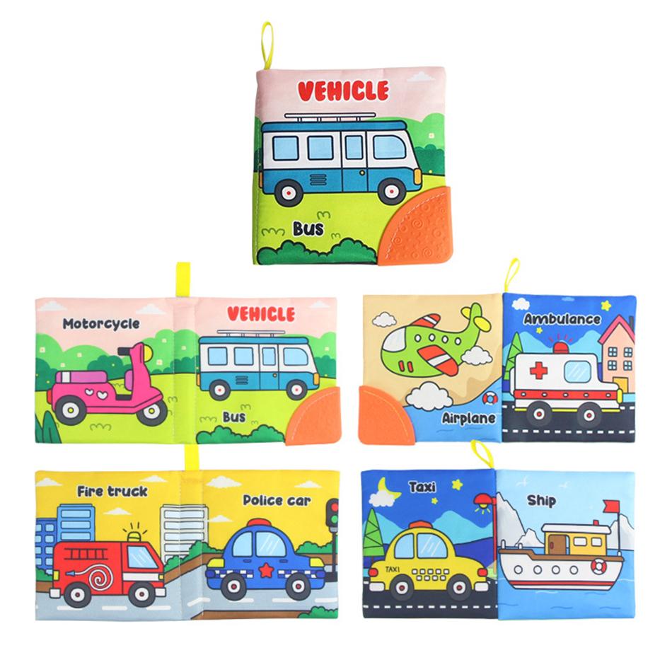 Baby Soft Cloth Books Baby Intelligence Development Learning Book with Teether Rustle Sound Cognition Educational Toys for Baby