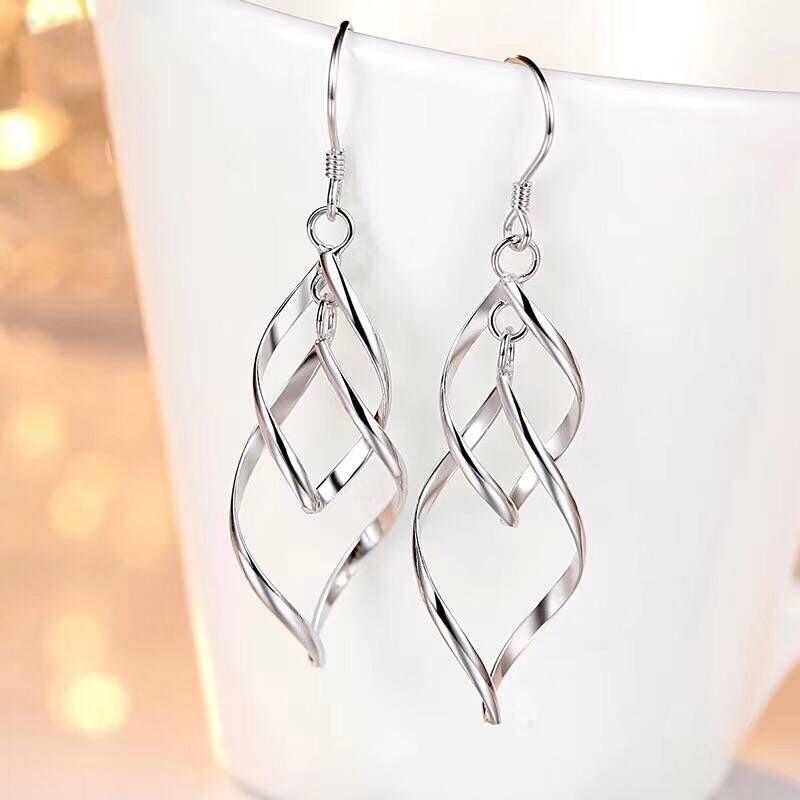 VENTFILLE 925 Stamp Silver Color Drop Long Earrings For Women Girl Temperament Simplicity Jewelry Birthday Gift Dropshipping