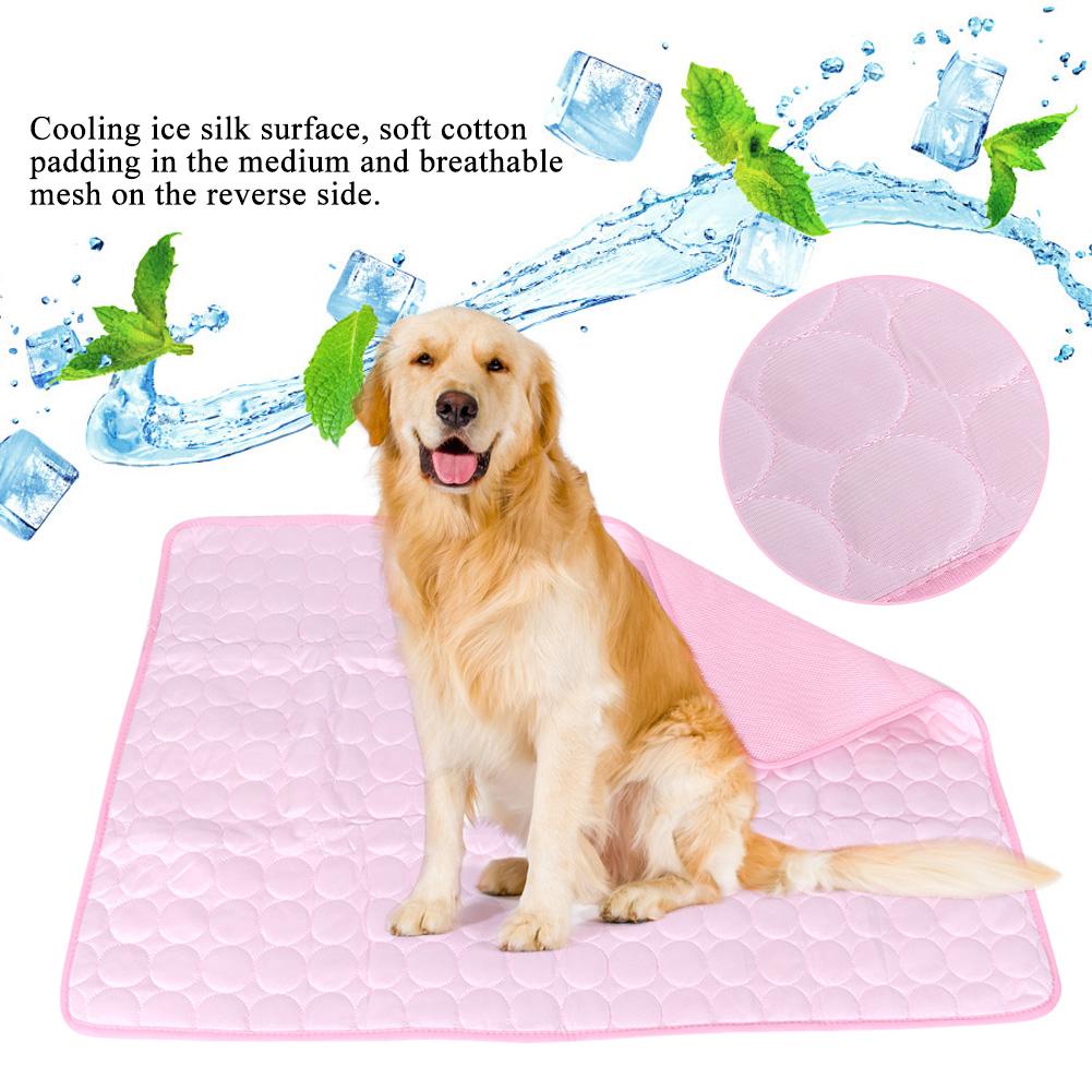 Summer Cotton Pet Dog Cat Breathable Mat Cooling Bed Sleeping Pad Pink(50x40cm)