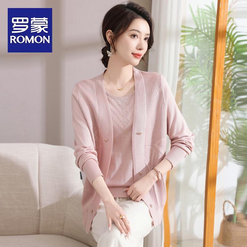 Romon Women s Fashion Round Neck Loose Knit Pullover L