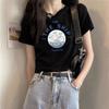A pure cotton white t-shirt women's design front shoulder short sleeve summer letter print high waist spice top