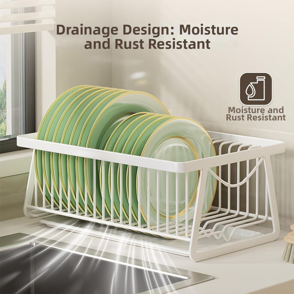 Plate Organizer Dish Rack For Kitchen Sink Rust-resistant Iron Reinforced Structure Quick Water Drainage For Plates