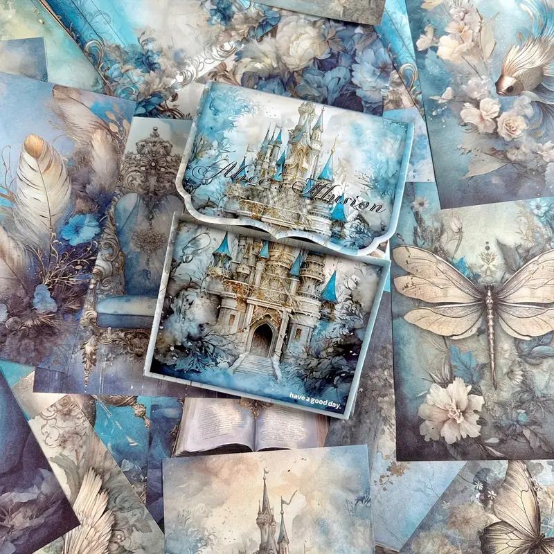 50sheets Retro Scrapbook Material Paper Hand Account DIY Collage Decoration Background Craft Paper