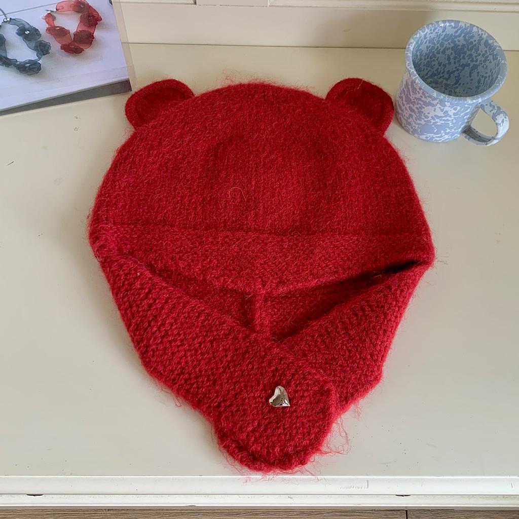 Fashion Cute Bear Ears Knitted Wool Hat Women's Autumn and Winter New Student Girl Warm Ear Protection Wool Hat
