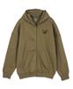 Astral Projection Crows Oversized Wide Shoulder Zip-Up Hoodie_Green Brown