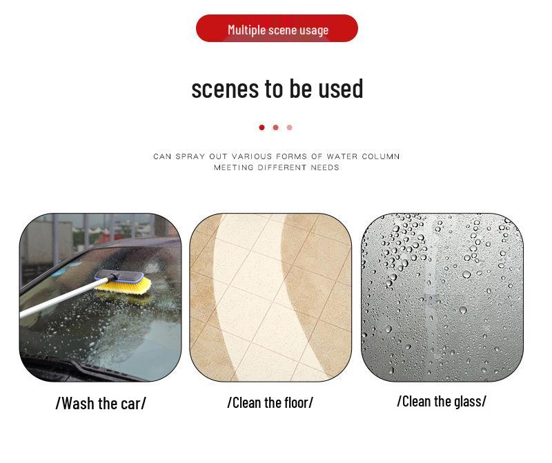 Yellow 1.5m Water Flow Car Wash Brush with Long Handle for Self-Service Car Care