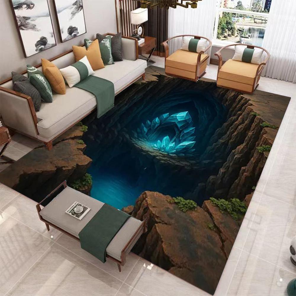 Endless Abyss Carpet Living Room Bedroom Fully Covered Mat Visual Illusion Carpet Holes Deep Well Carpet Creative Decorative Rug