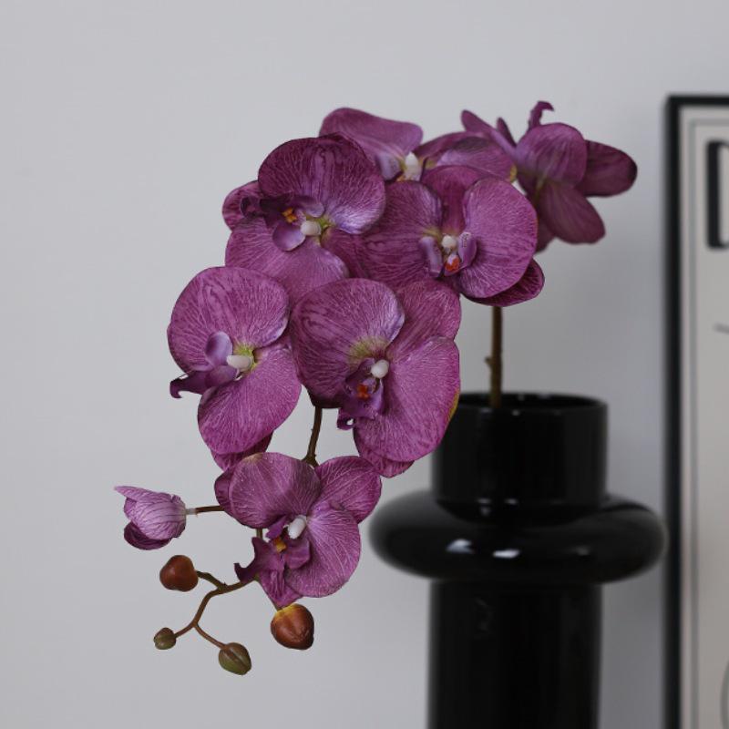 Luxury Orchid Artificial Flower for Hotel Bedroom Decor - High-End Phalaenopsis Single Stem Arrangement Ornament