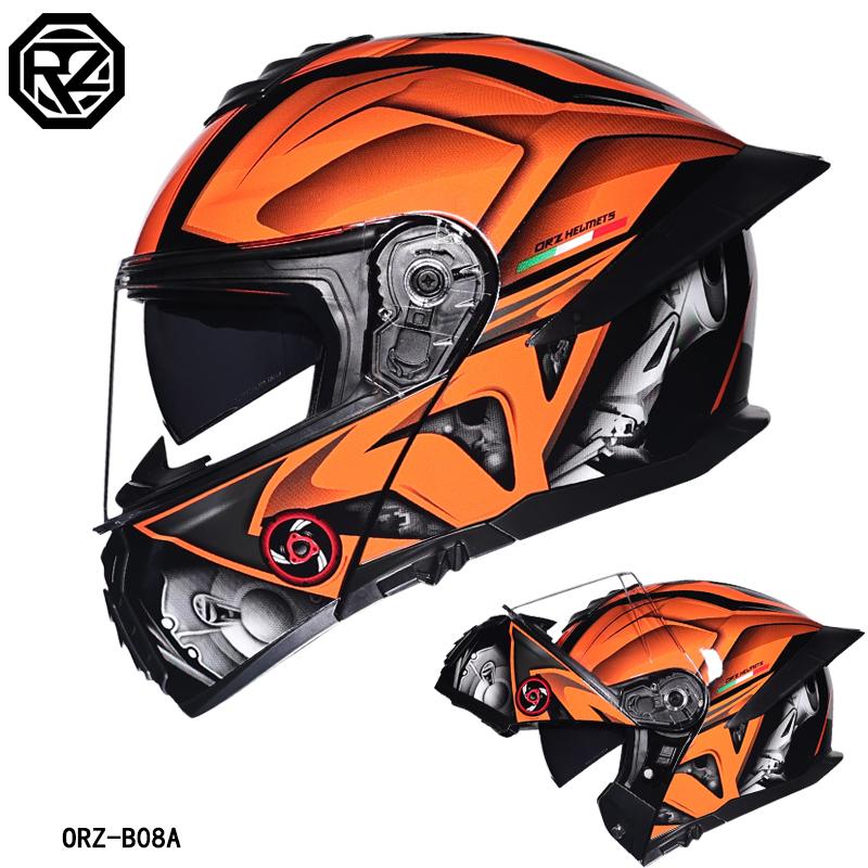 Orz-B08A-Motorcycle helmet, men's and women's four season open face helmet, double mirror knight semi full face helmet