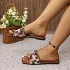 Wear Ethnic Style Retro Cloth Cool Slippers Casual Square Head Flat Bottom One Word Slippers Women